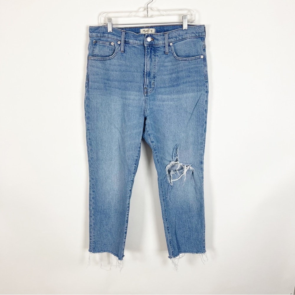 Madewell The Perfect Vintage Crop High Rise Blie Denim Jeans Size 32.